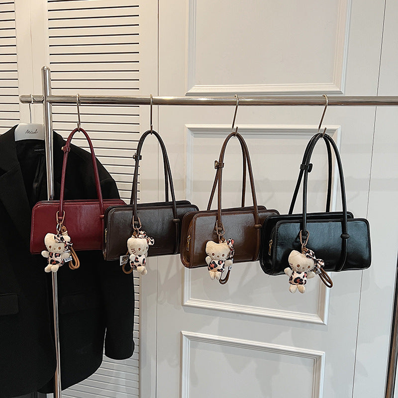 Women's Vintage Pendant Underarm Bag - PU Leather Crossbody Handbag with Adjustable Strap