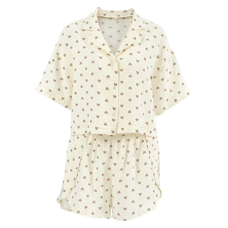 Floral Print Short Sleeve Shorts Pajama Set