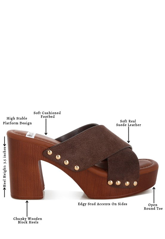 Mearsk Genuine Suede Leather Clogs