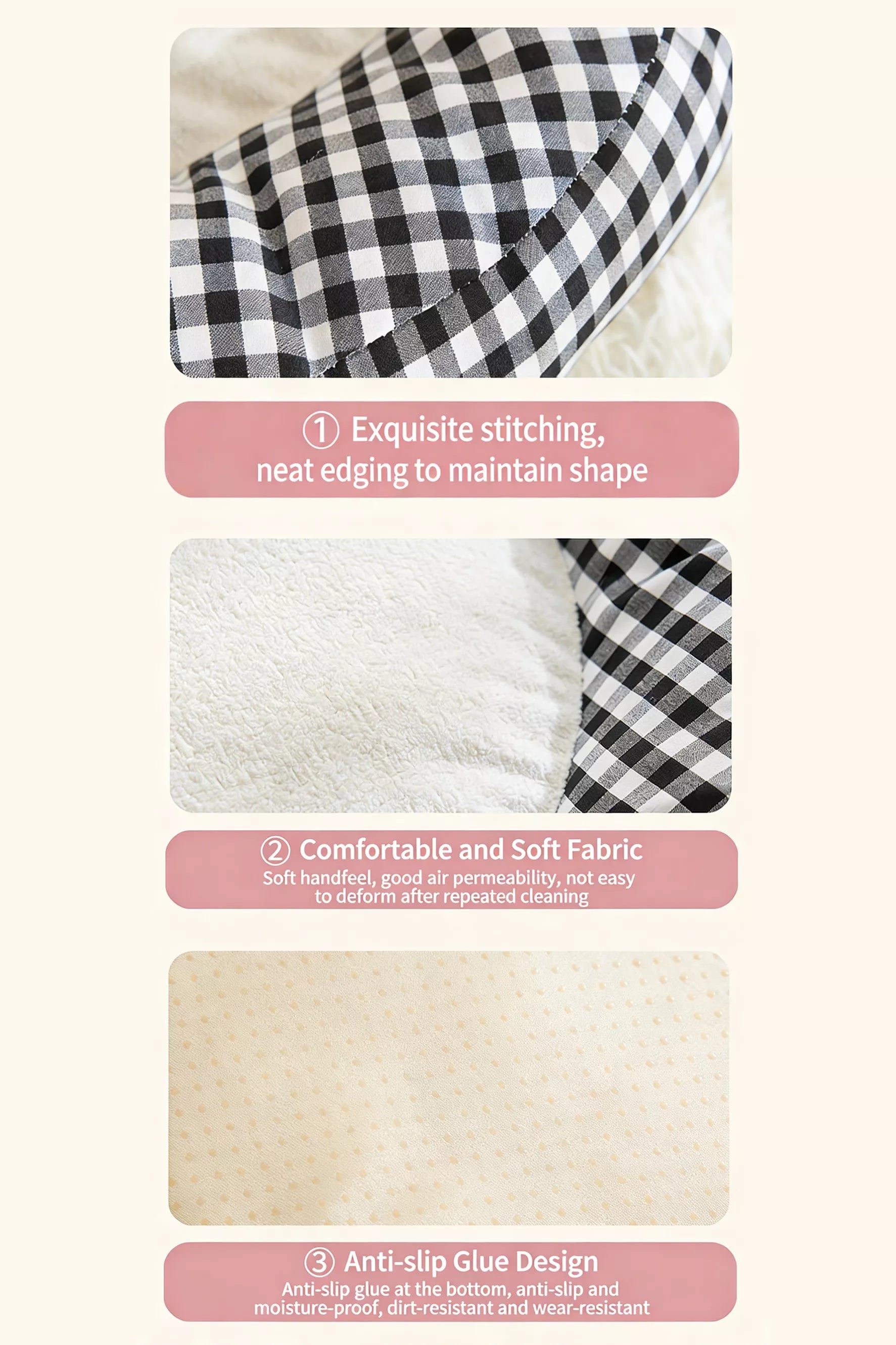 Cartoon Plaid Design Pet Mat with Bow