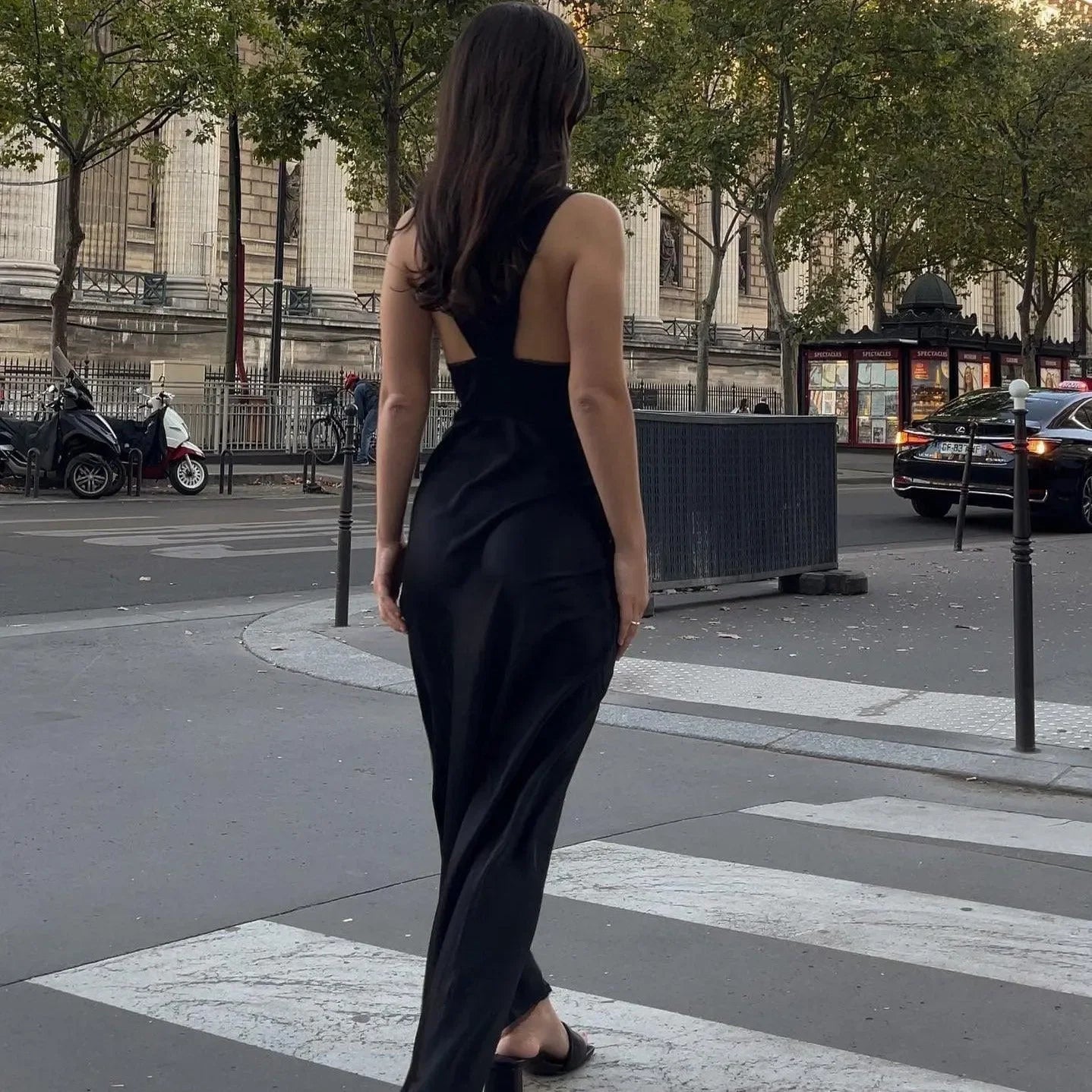 Be Mine Satin Lace Black Maxi Dress