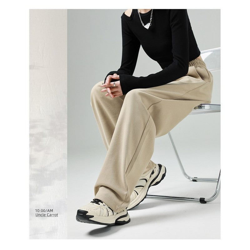 Casual Loose Sweatpants with Solid Color and Elastic Waist
