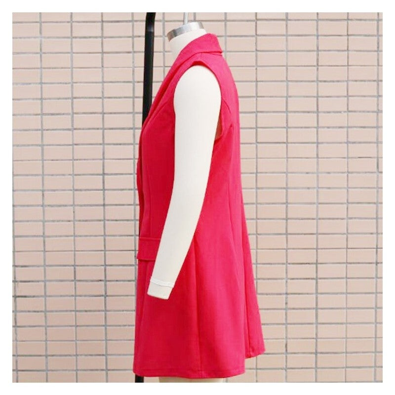 Open Front Sleeveless Longline Vest Suit Jacket