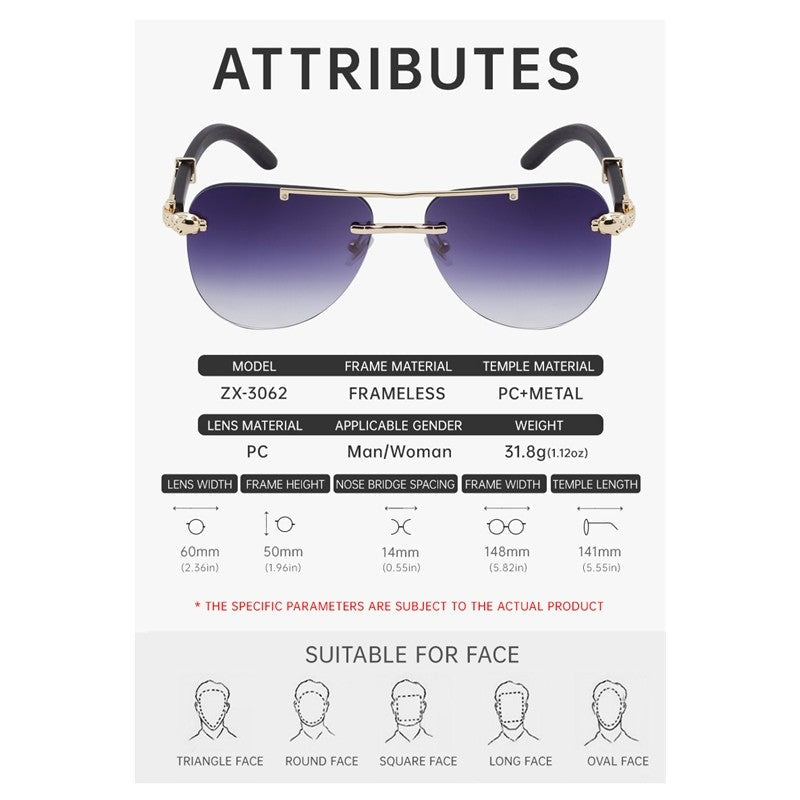 Unisex UV400 Retro Pilot Frameless Eyewear Sunglasses
