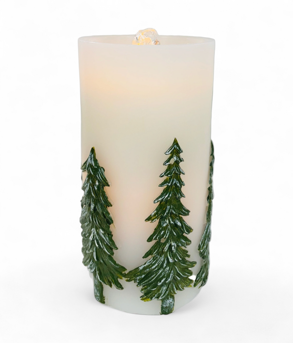 Winter Pine Tree Water Candle