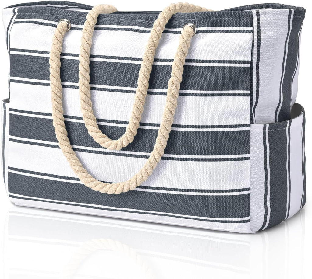 Waterproof Oversized Beach Tote Bag 20L Sandproof Zip Travel Carryall