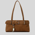 Beltora Belt Buckle Suede Shoulder Bag