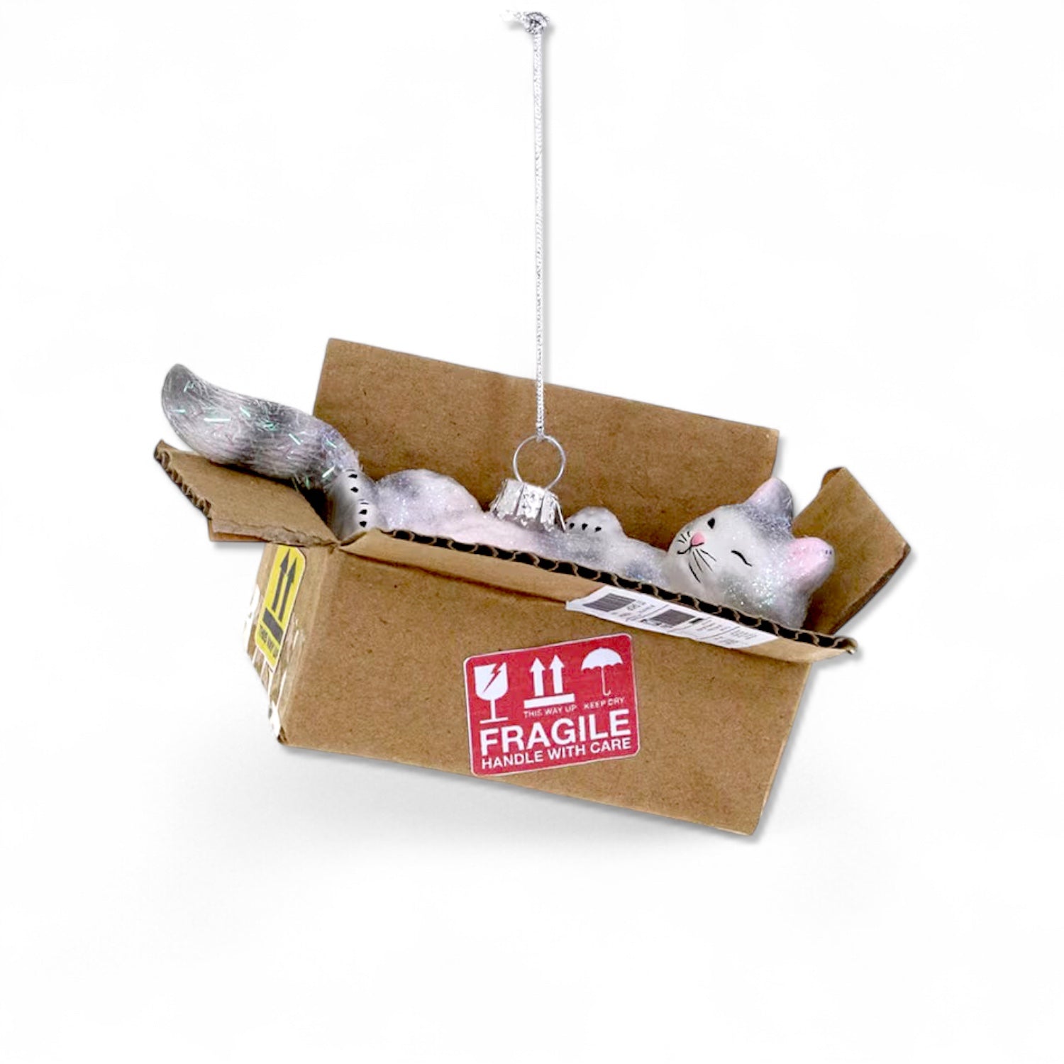 Best Cat Toy Cardboard Box Glass Ornament