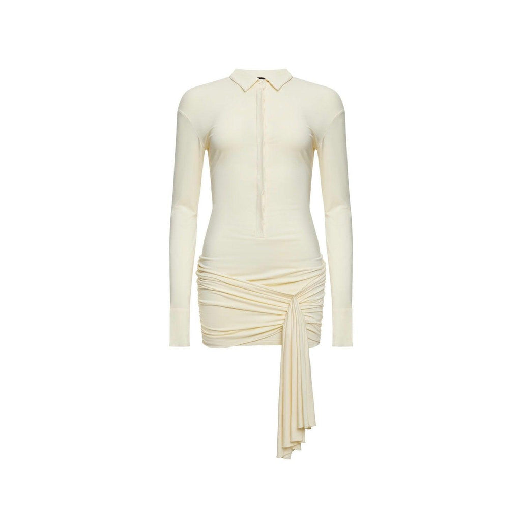 Bets Are Off Long Sleeve Shirt Beige Mini Dress