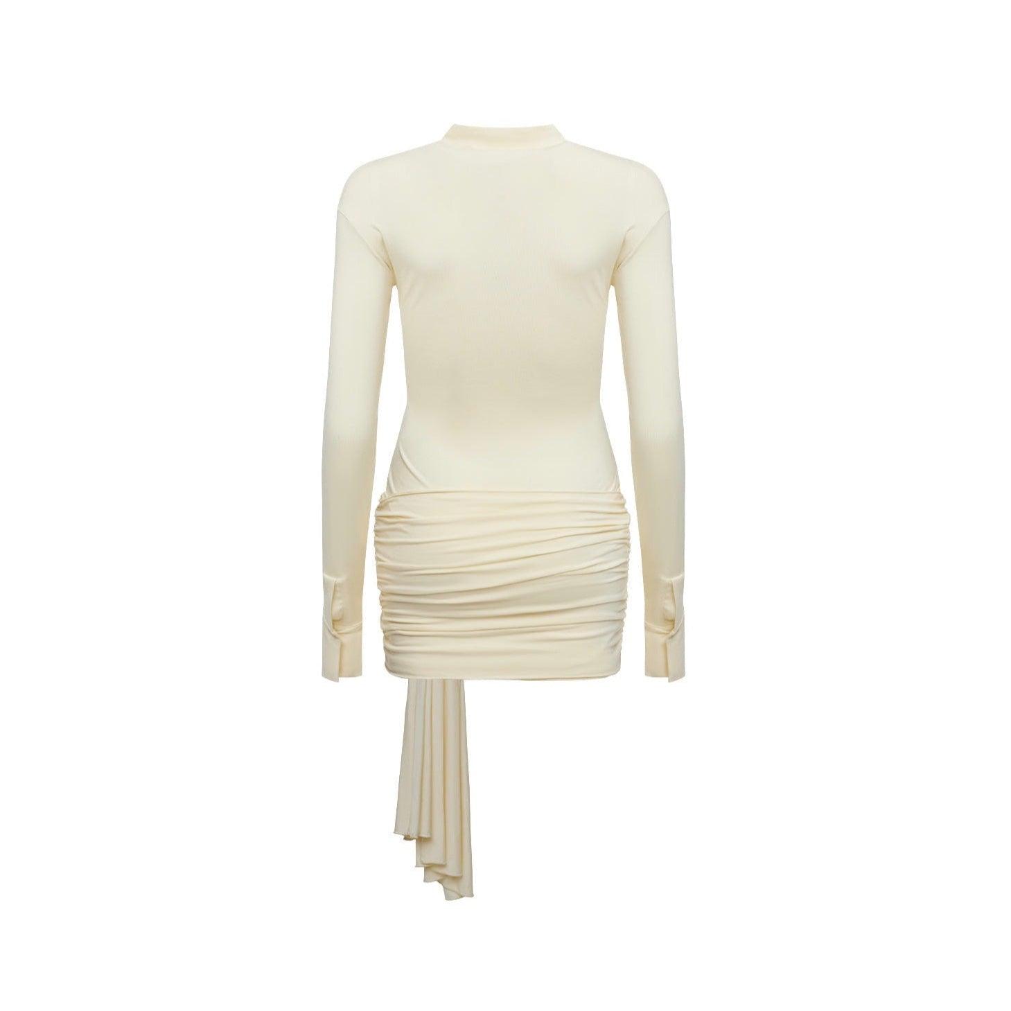 Bets Are Off Long Sleeve Shirt Beige Mini Dress