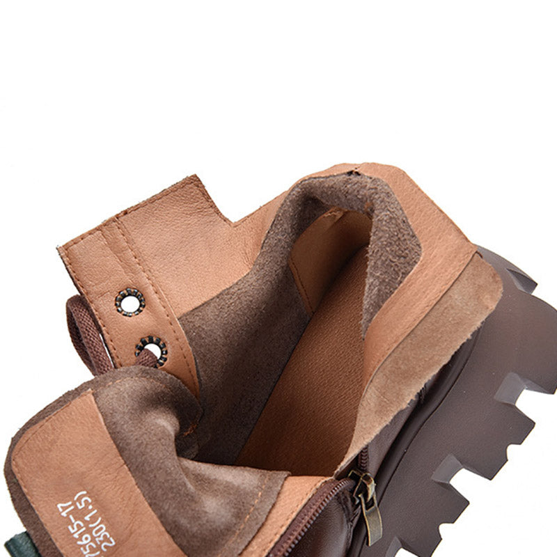 Vintage Cow Leather Platform Shoes Boots