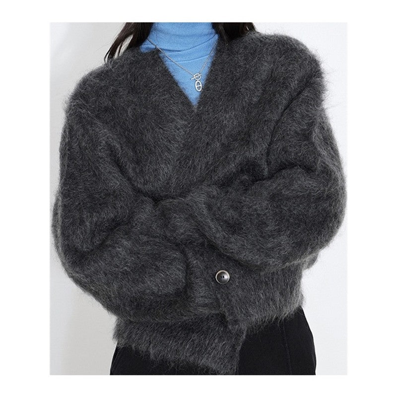 Imitation Mink Velvet Retro Solid Color Long Sleeve Short Cardigan Outerwear