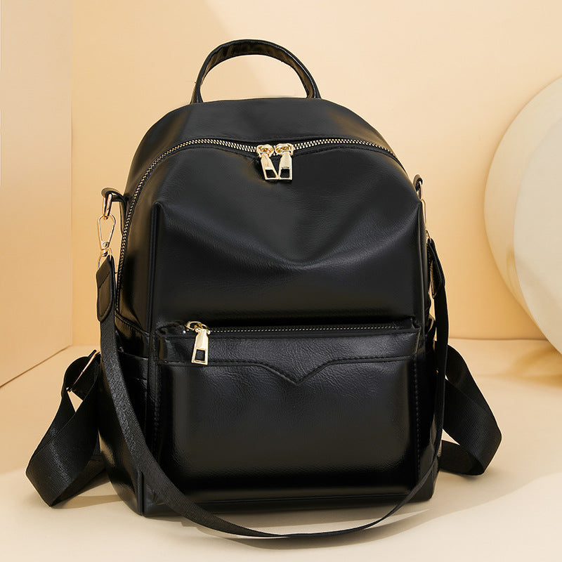 Women's Large Capacity Backpack - Waterproof PU Leather Commuter Backpack with Multiple Pockets