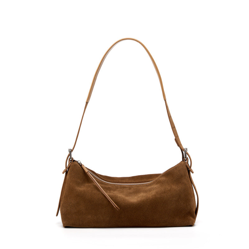 Women's Genuine Leather Crossbody Bag – Retro Soft Deerskin Shoulder Bag with Multi-Pocket Organizer