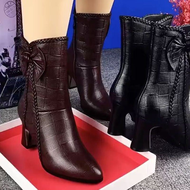 Women's Velvet-Lined Mid-Calf Boots with Side Zipper | Low Heel