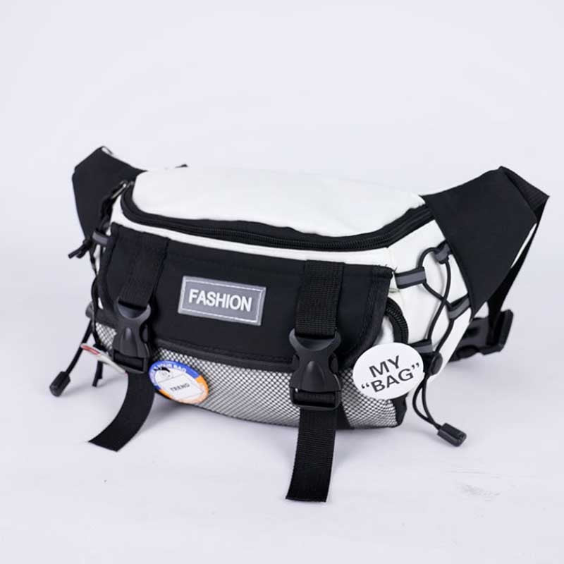 Men's Cartoon Medal Crossbody Bag - Streetwear Oxford Cloth Messenger Bag with Adjustable Strap