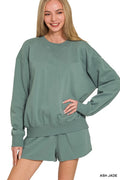 Fleece Long Sleeve Sweatshirts & Shorts Set