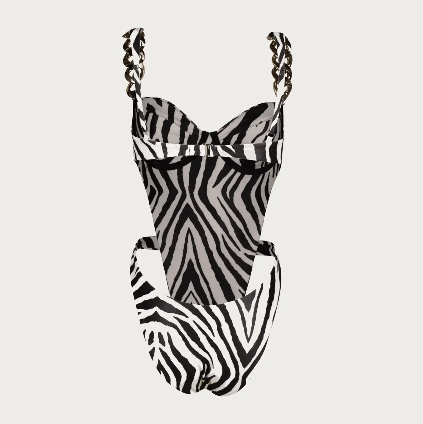 Bring The Storm Zebra Print Chain One-Piece Swimsuit