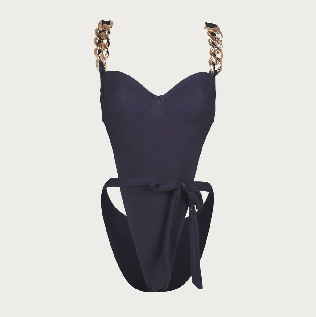 Bring The Storm Black Chain One-Piece Swimsuit