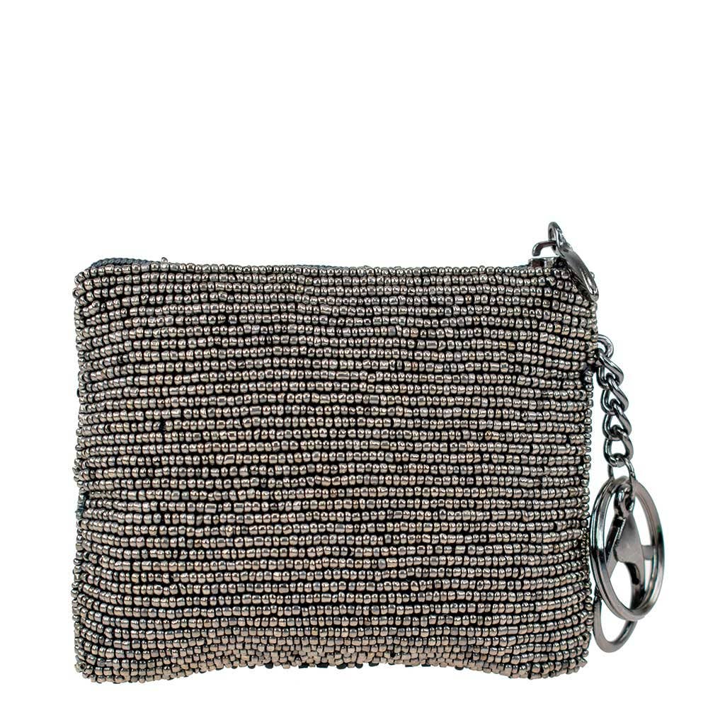 Mary Frances Pink Champagne Beaded Coin Purse/Key Fob