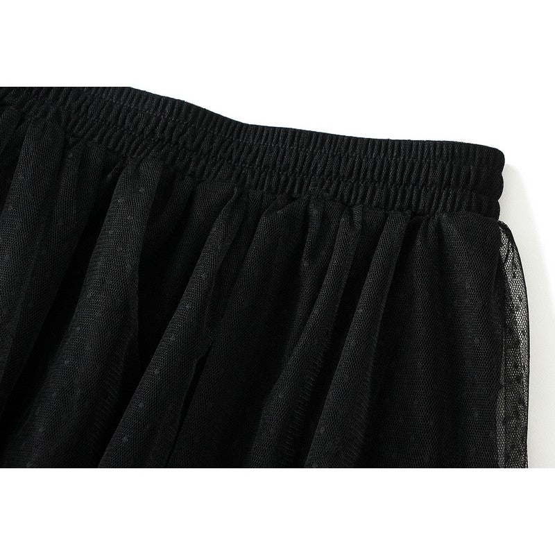 Layered Lace Patchwork A-Line Skirt in Solid Color