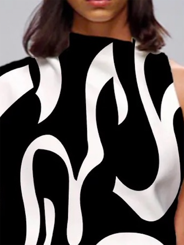 Flowy Sleeveless One Shoulder Top with Asymmetrical Contrast Color Print