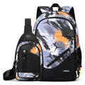 Men's Nylon Two-Piece Backpack & Chest Bag Set – Multi-Pocket Travel Bag