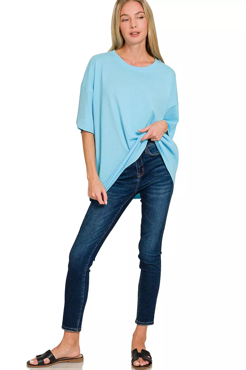 Cotton Short Sleeve Oversized Tunic Tee