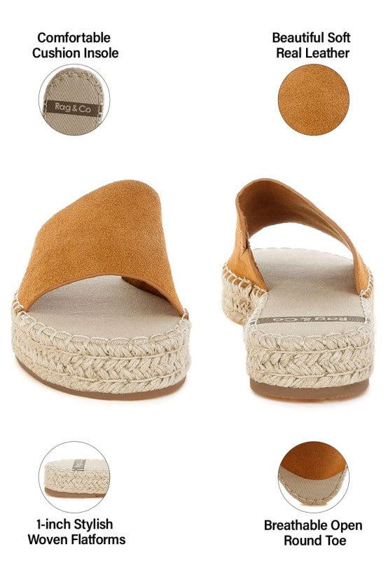Huntra Real Soft Leather Espadrille Flatforms