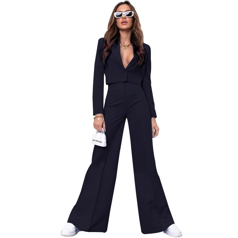 Solid Color Jacket and Pants Set