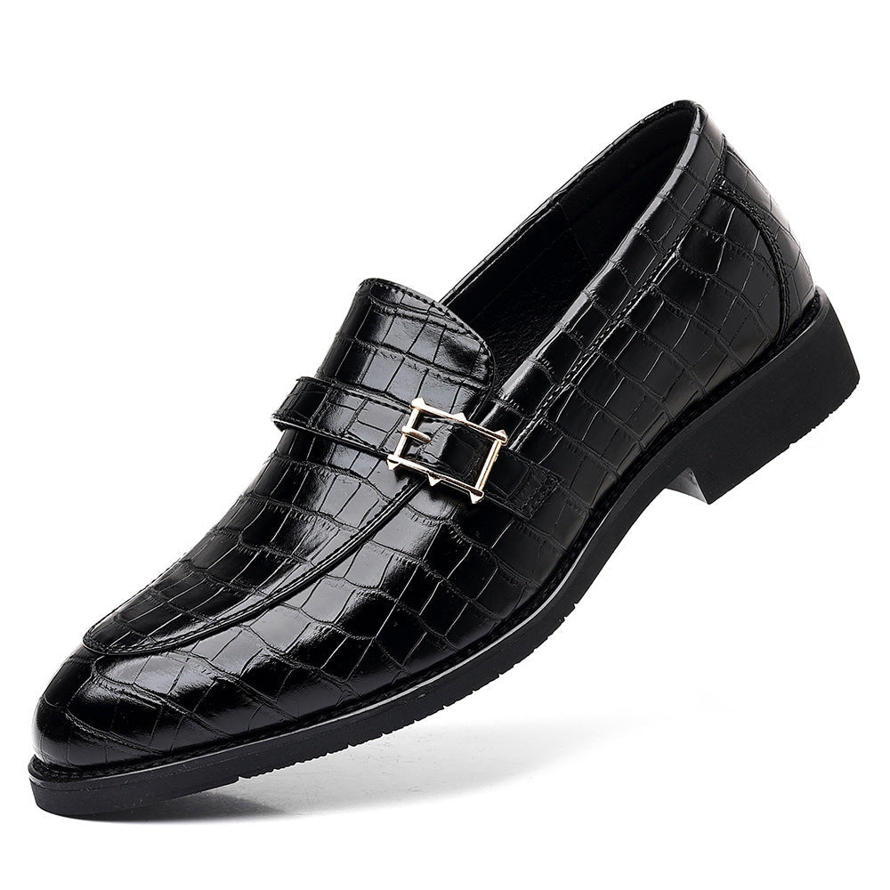 Men's Pointed Toe Leather Dress Shoes - Slip-On Business Casual Loafers