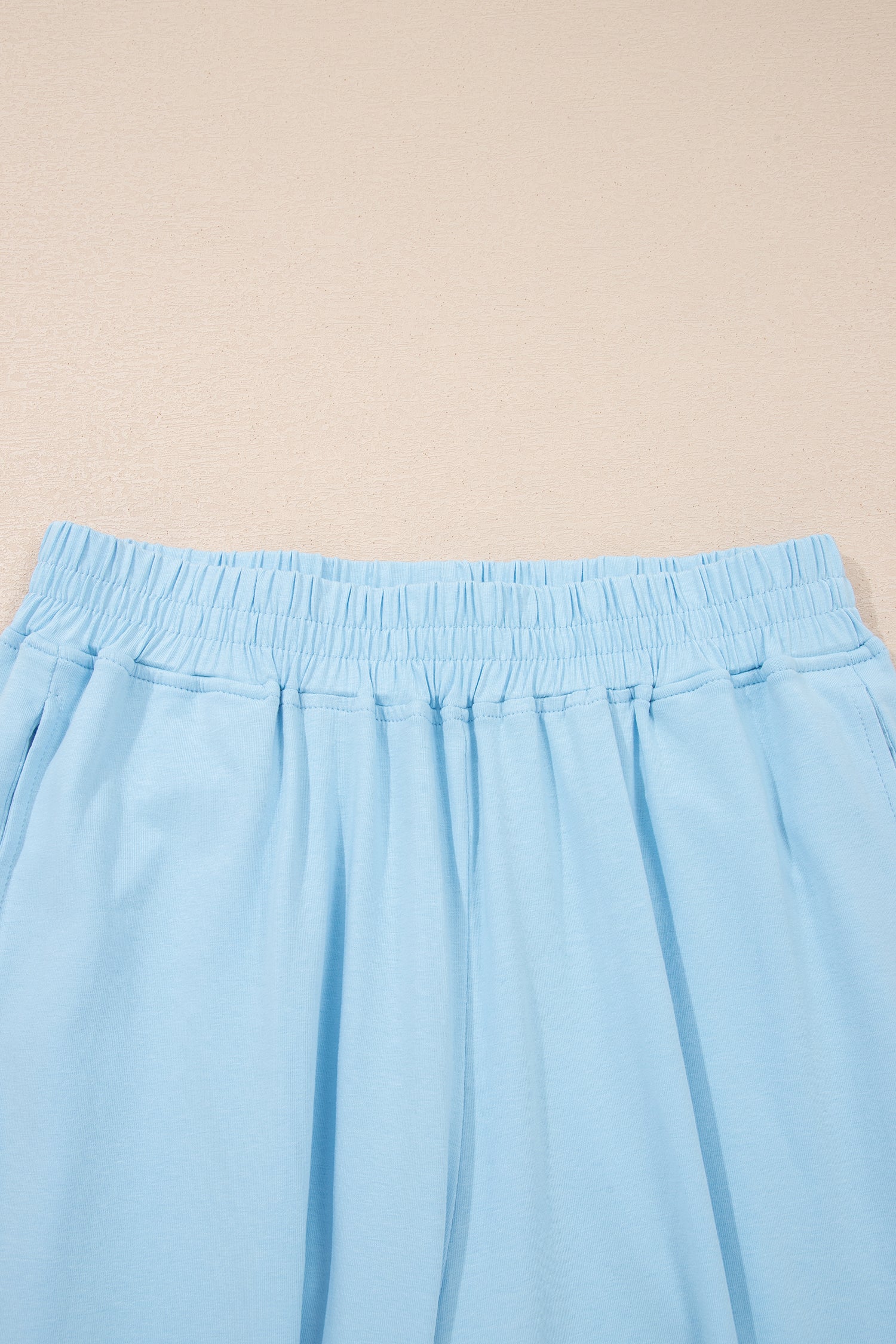 Beau Blue Solid Color Cropped Tank Top and Jogger Pants Set