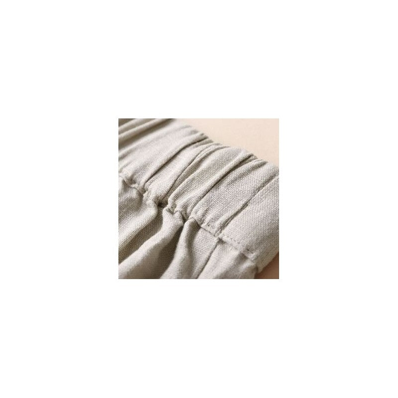 High-Waisted Linen Blend Wide Leg Crop Trousers