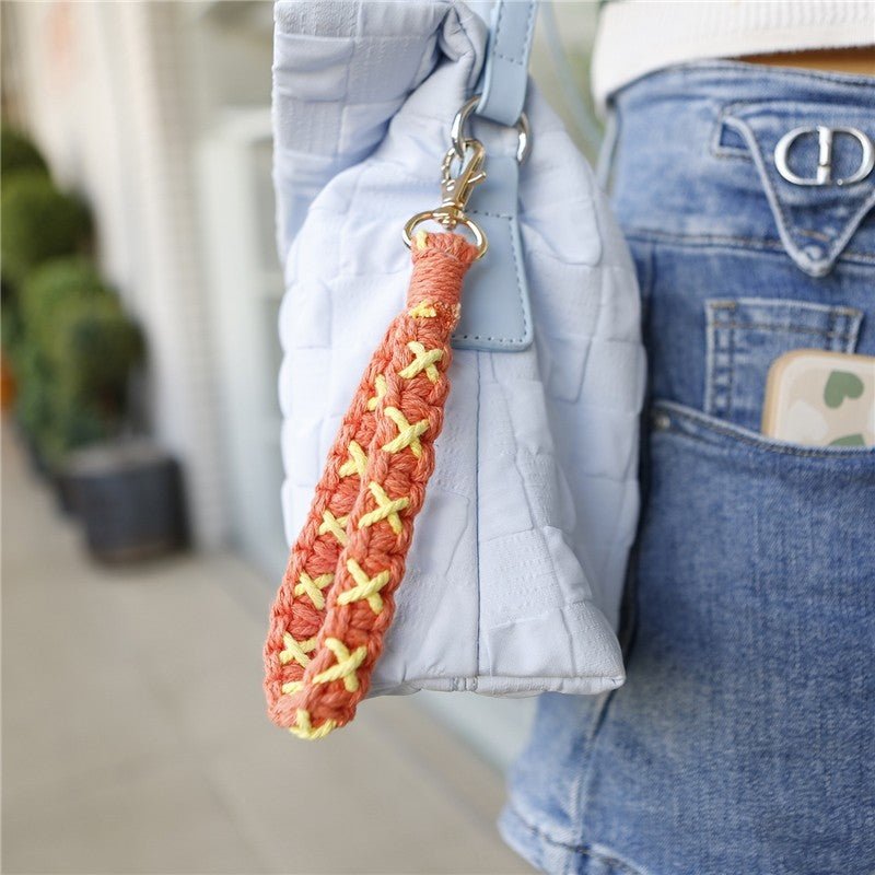 Handwoven Colorful Wristband Keychain for Stress Relief