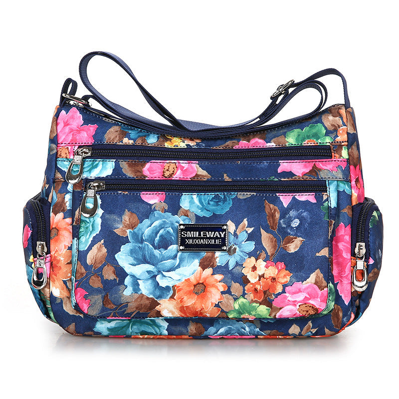 Women's Printed Canvas Shoulder Bag – Floral & Landscape Pattern Crossbody Handbag