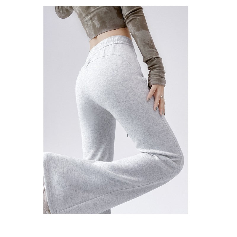 Flared Sports Pants with Elastic Waistband in Solid Color
