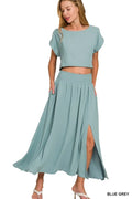 Heavy Woven Span Crop Tee & Skirt Set