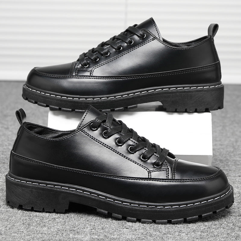 Men's Korean-Style Casual Low-Cut Shoes | Breathable PU Leather Sneakers