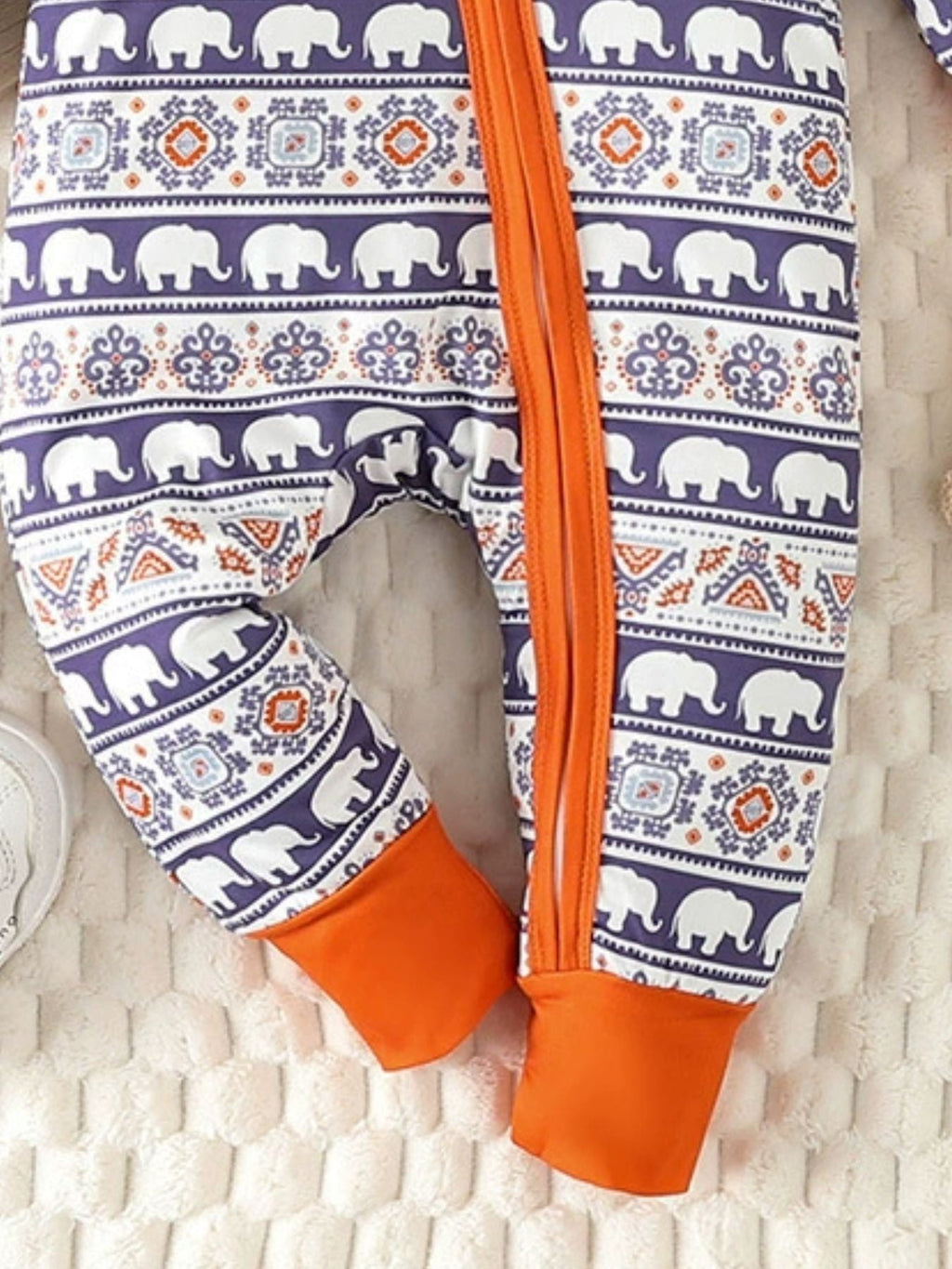 Children's Elephant Print Jumpsuit & Hat Set