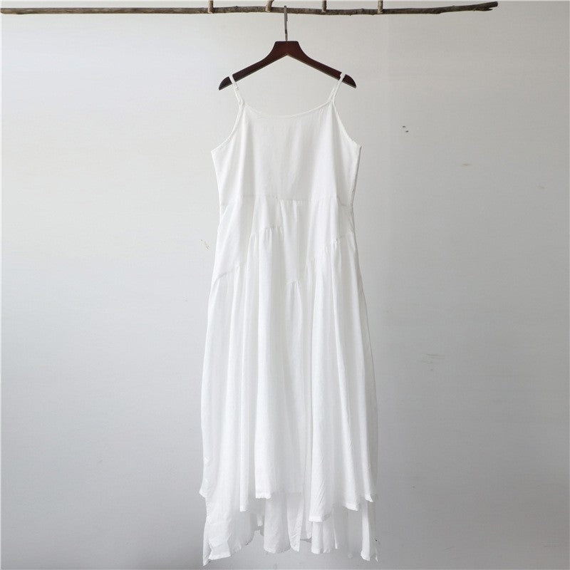 Bohemian Chic Asymmetrical Solid Color Sling Dress
