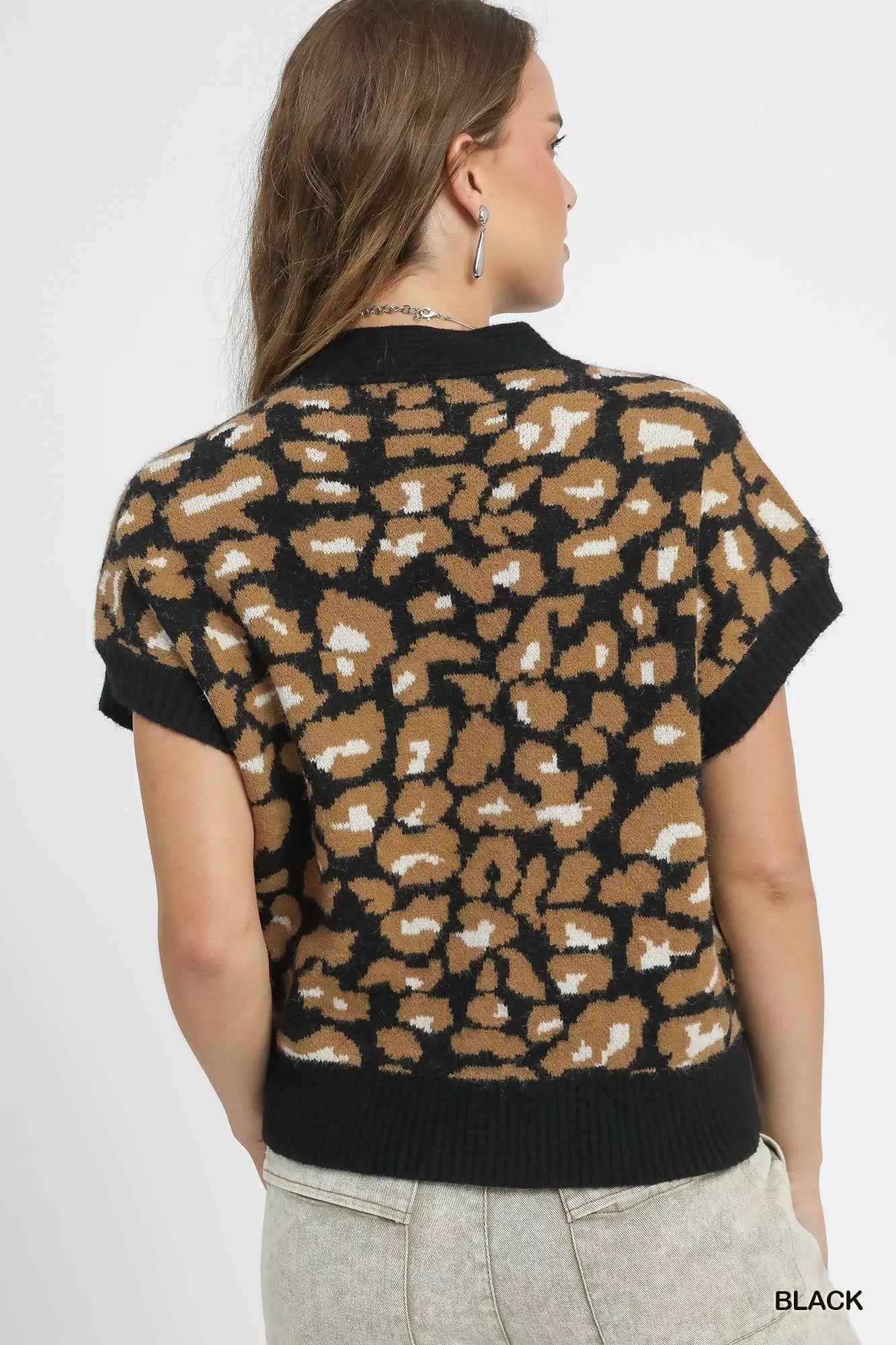 Leopard Button Down Short Sleeve Cardigan