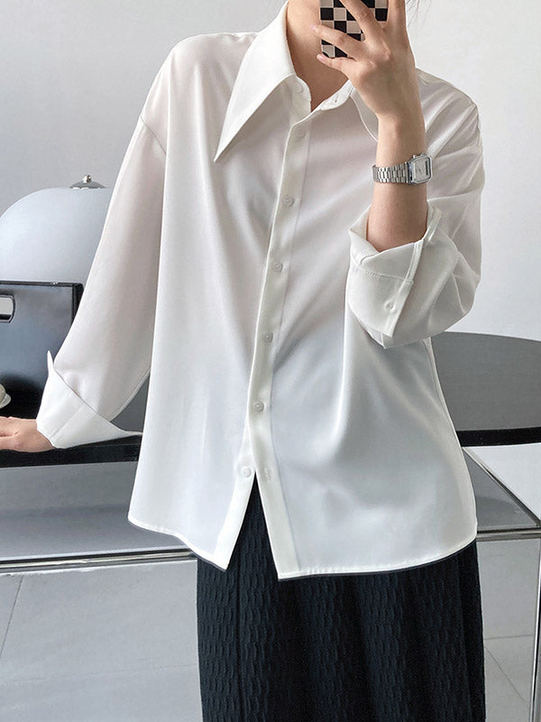 Stylish 3 Colors Solid Color Long Sleeves Blouse