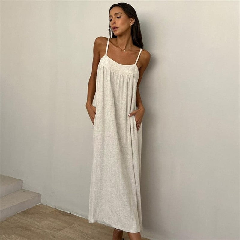 Soft Skin-Friendly Long Camisole Nightgown for Fashionable Comfort