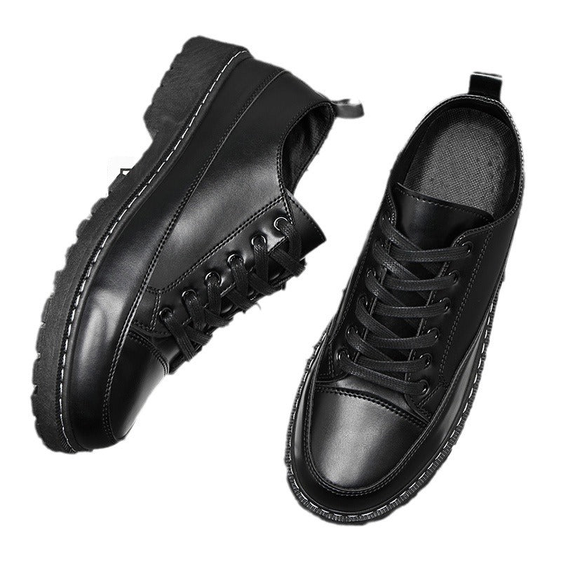 Men's Korean-Style Casual Low-Cut Shoes | Breathable PU Leather Sneakers