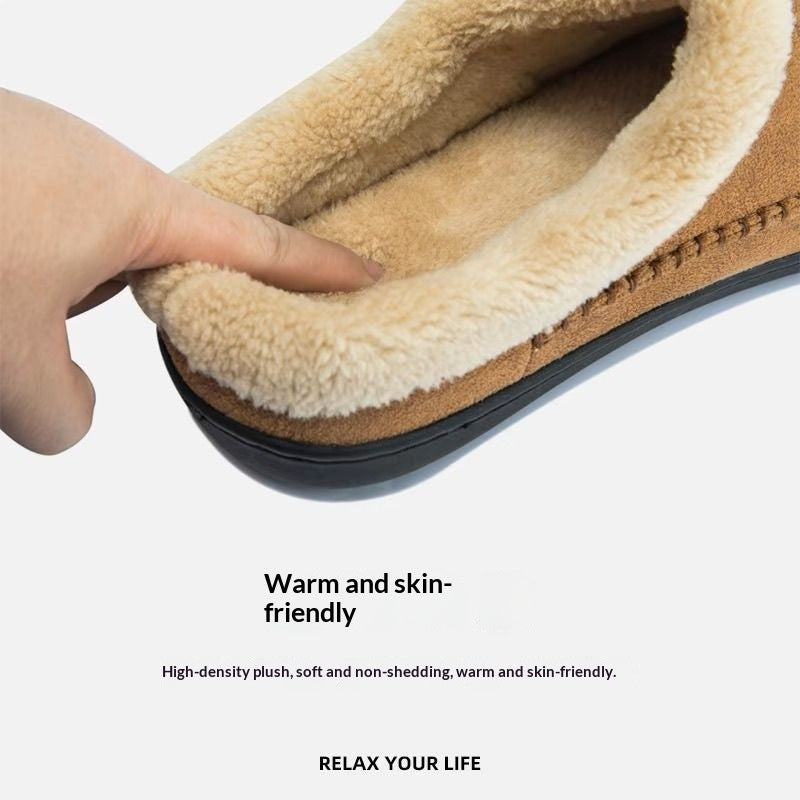 Men's Fur-Lined Non-Slip Bean Slippers | Warm Indoor Cotton Shoes | EU 39–49