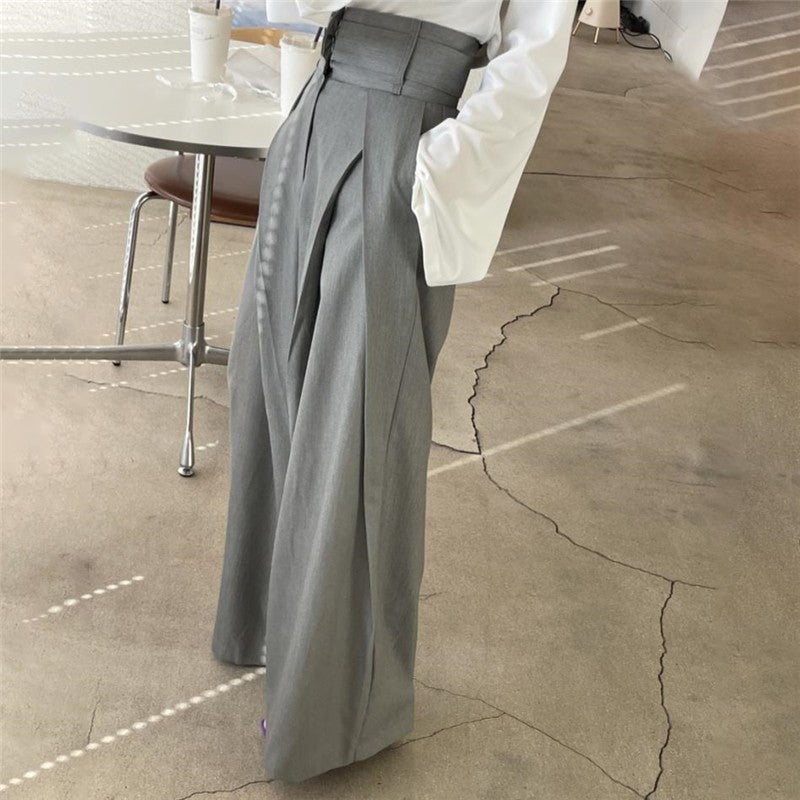 High-Waisted Wide-Leg Trousers in Solid Color