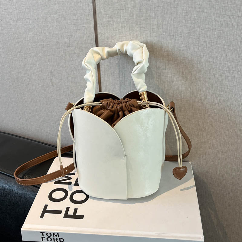Women's Petal-Shaped Crossbody Bag - PU Leather Small Shoulder Bag with Adjustable Strap