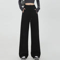 Casual Loose Wide Leg Drawstring Pants with Elastic Waist in Solid Color