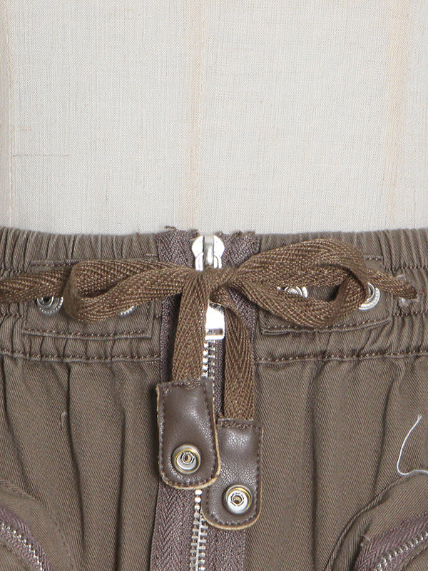 Original Creation High Waisted Loose Split-Joint With Big Pockets Zipper Skirts Bottoms