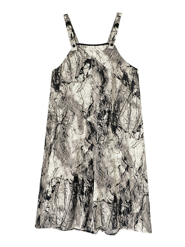 Vintage  Printed Loose Wide Leg  Overalls